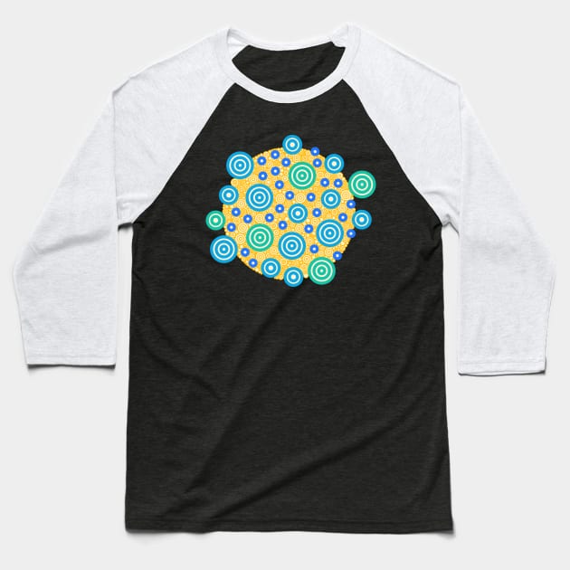 Aztec Warrior Pattern Burst v5 Circle Design Baseball T-Shirt by pbdotman